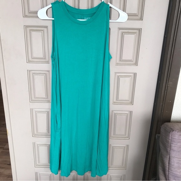Time and Tru Summer Tee Shirt Dress SzM Aqua Cutie Sleeveless Side Pockets - Picture 1 of 5
